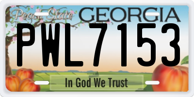GA license plate PWL7153