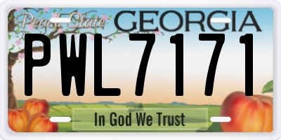 GA license plate PWL7171