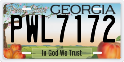 GA license plate PWL7172