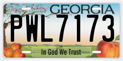 GA license plate PWL7173