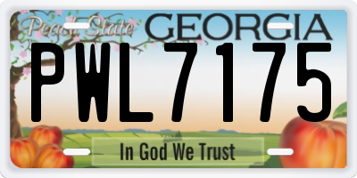 GA license plate PWL7175