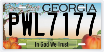 GA license plate PWL7177