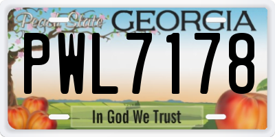 GA license plate PWL7178
