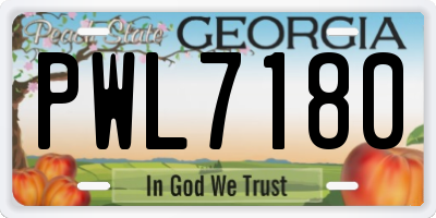 GA license plate PWL7180