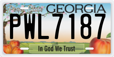 GA license plate PWL7187