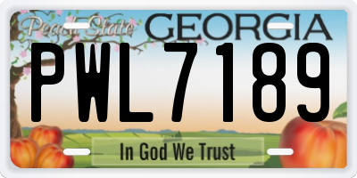 GA license plate PWL7189
