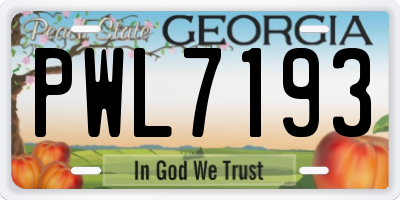 GA license plate PWL7193