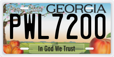 GA license plate PWL7200