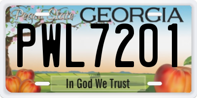 GA license plate PWL7201