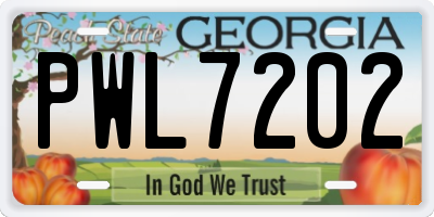 GA license plate PWL7202