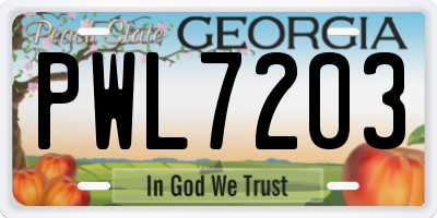 GA license plate PWL7203