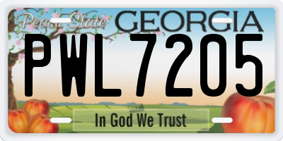 GA license plate PWL7205