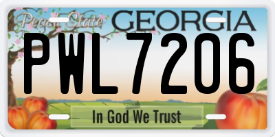 GA license plate PWL7206