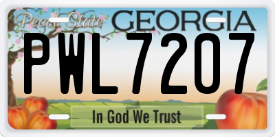 GA license plate PWL7207