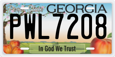 GA license plate PWL7208