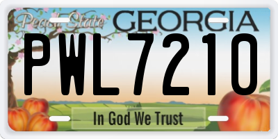GA license plate PWL7210