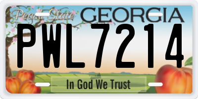 GA license plate PWL7214