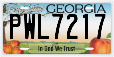 GA license plate PWL7217