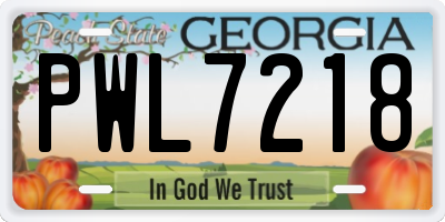 GA license plate PWL7218