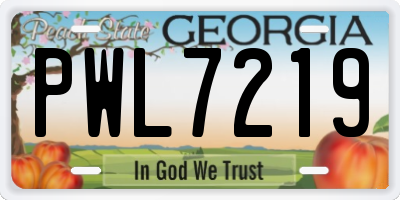 GA license plate PWL7219