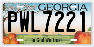 GA license plate PWL7221