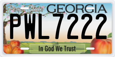 GA license plate PWL7222