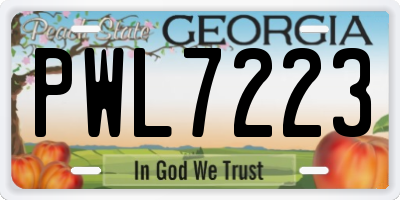 GA license plate PWL7223