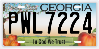 GA license plate PWL7224