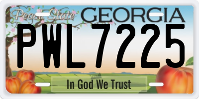 GA license plate PWL7225