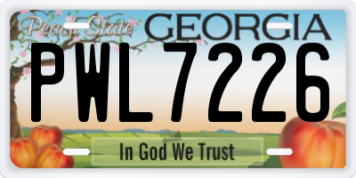 GA license plate PWL7226