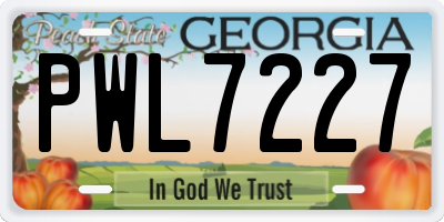 GA license plate PWL7227