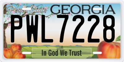 GA license plate PWL7228