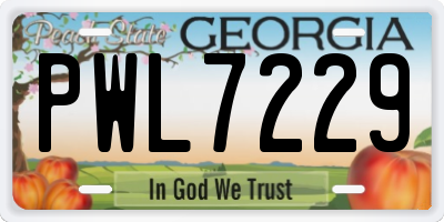 GA license plate PWL7229