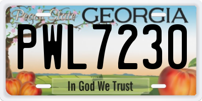 GA license plate PWL7230