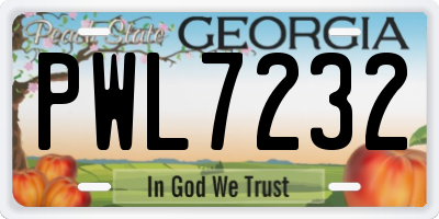 GA license plate PWL7232