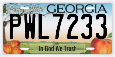 GA license plate PWL7233