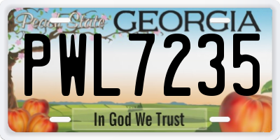 GA license plate PWL7235