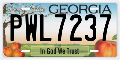 GA license plate PWL7237