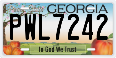 GA license plate PWL7242