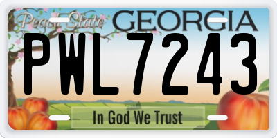 GA license plate PWL7243