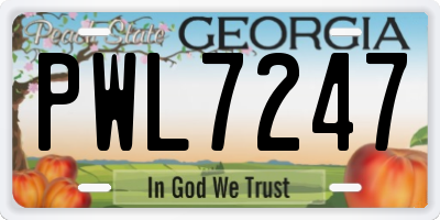 GA license plate PWL7247