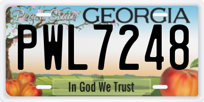 GA license plate PWL7248
