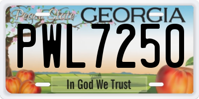 GA license plate PWL7250