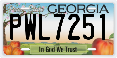 GA license plate PWL7251