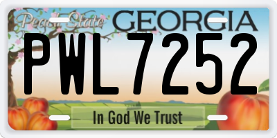 GA license plate PWL7252