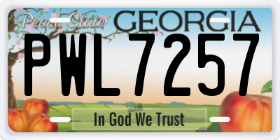GA license plate PWL7257
