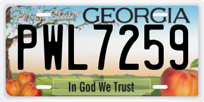 GA license plate PWL7259