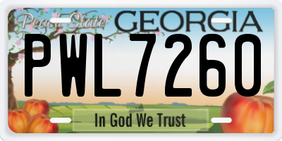 GA license plate PWL7260