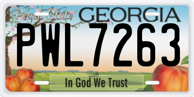 GA license plate PWL7263