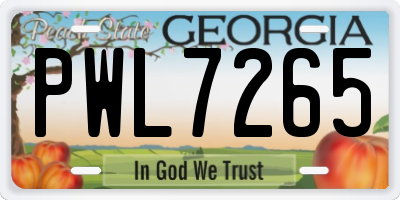 GA license plate PWL7265